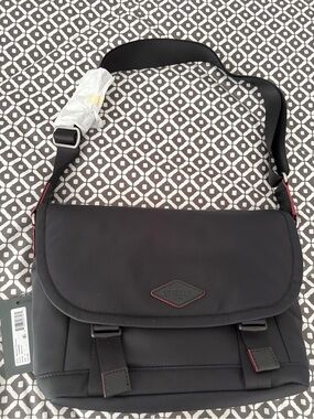 MZ Wallace Black Messenger Bag with Red Trim